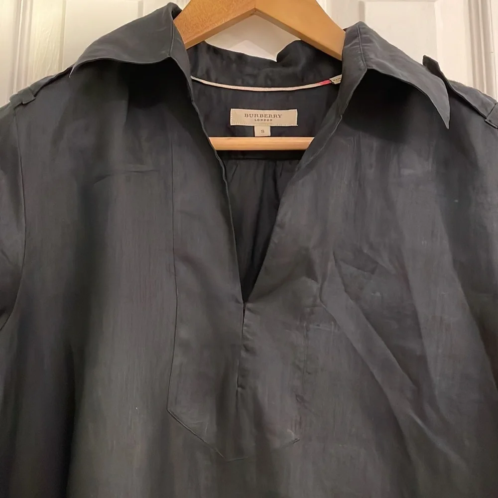 Burberry Black Bamboo Semi Sheer Tunic Top Small - Picture 3 of 8